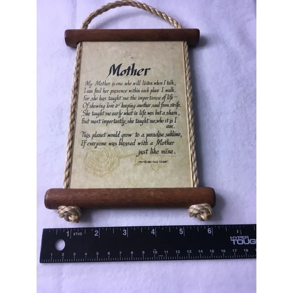 Mother Scroll‎ Wall Plaque With Inspirational Poem & Wooden Frame